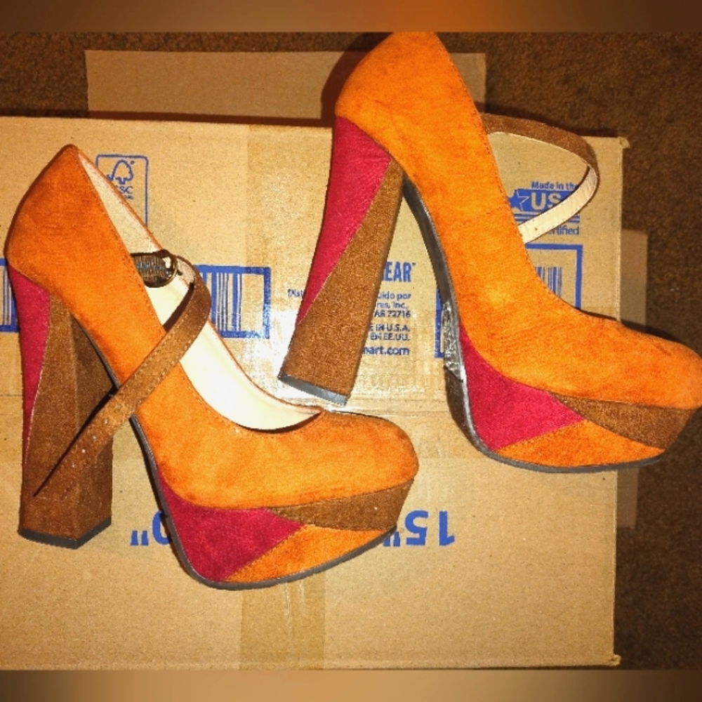 Candies autumn color block heels Y2K 90's